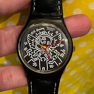 Keith Haring Swatch 1985 Blanc Sur Noir